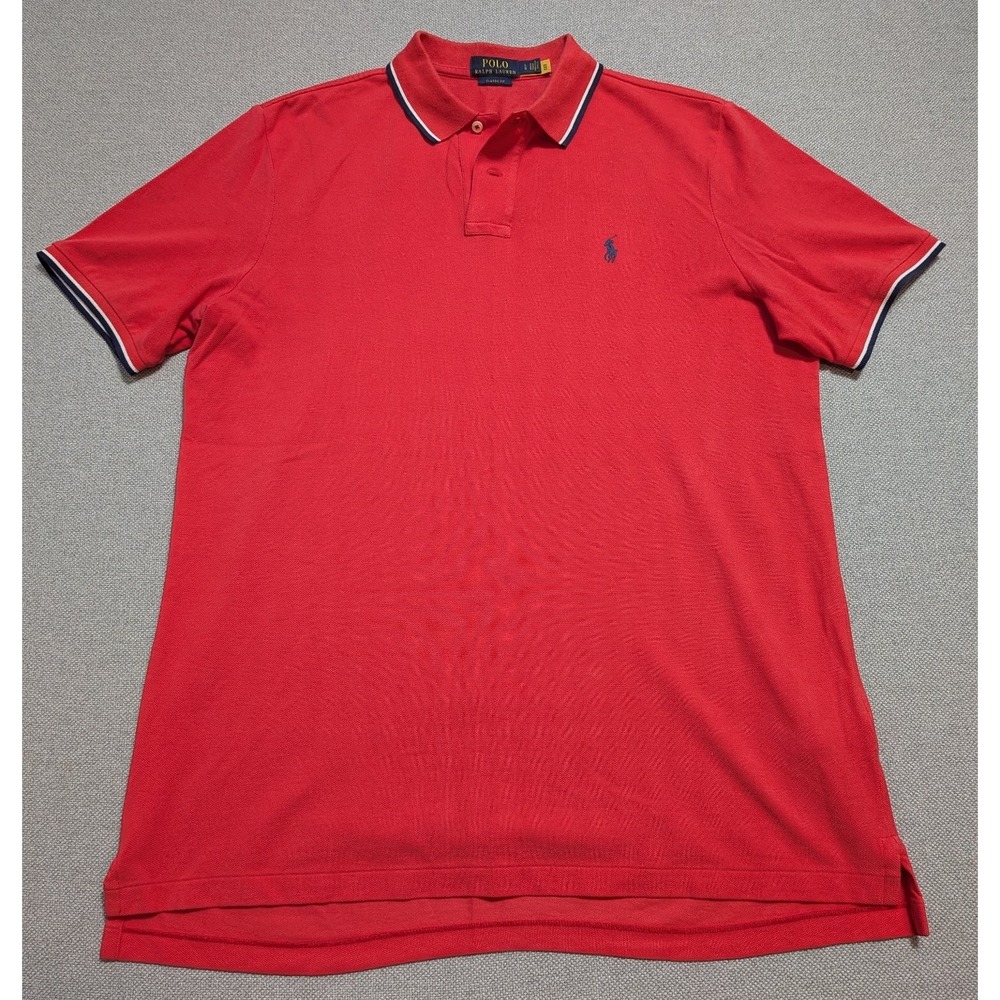 Polo Ralph Lauren Men's L Red Classic Fit Pique Short Sleeve Polo Shirt Pony